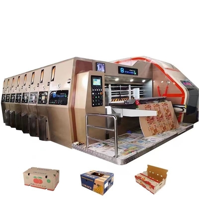 High Speed Four Color Corrugated Carton Box Printing Slotting Die Cutting Machine For Box Making